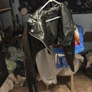 Black fake leather jacket